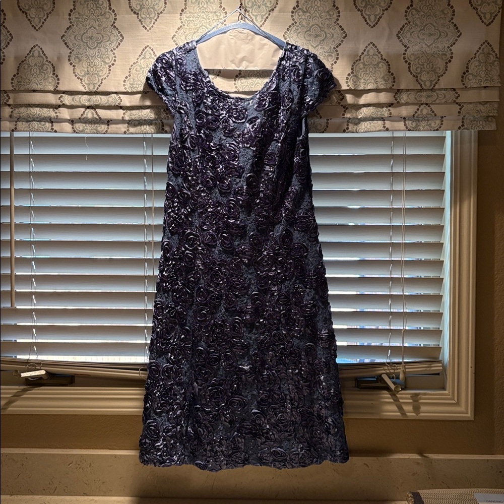 Alex Evenings Blue Embroidered Dress